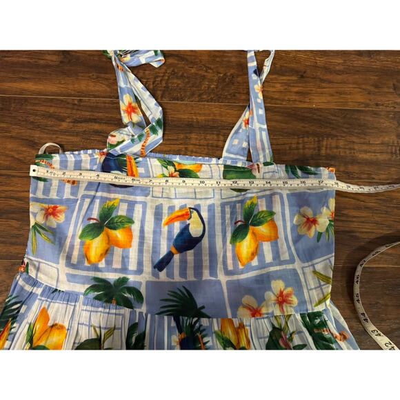 TRUE DESTINATIONS Tropical Toucan Print Tie Strap Midi Sundress Vacation Size XL - Picture 6 of 9